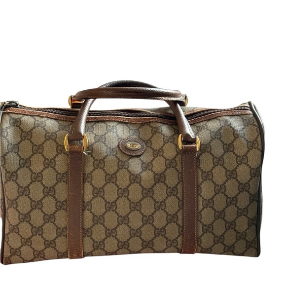 Vintage Gucci Beige and Brown Monogram Satchel - Picture 3 of 16